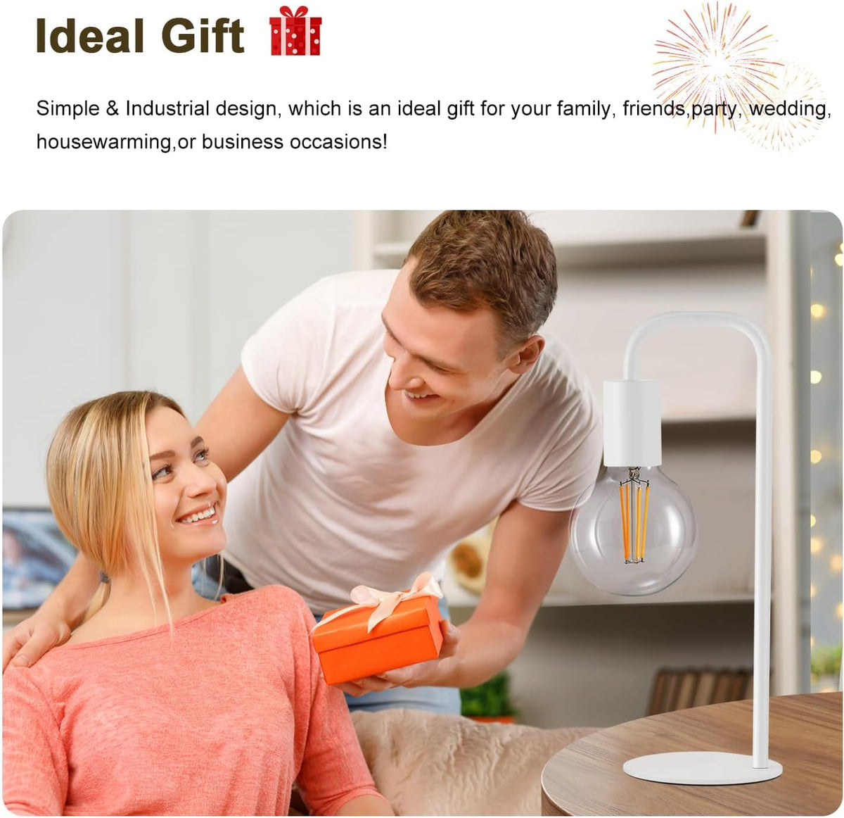 Industrial Table Lamp for Bedroom, Small Table Lamps for Bedside with Wire Switch, E26 Socket Base, Modern Nightstand Lamp for Living Room, Reading, Office, Bulb Not Included.