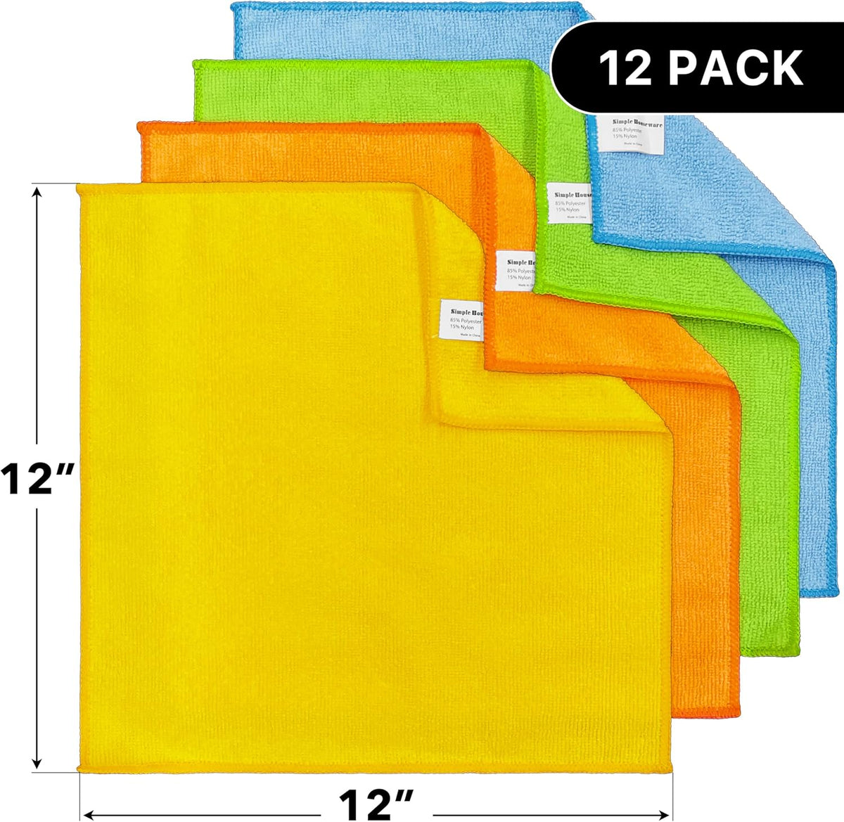 12" x 12" Microfiber Cleaning Cloth, 4 Colors