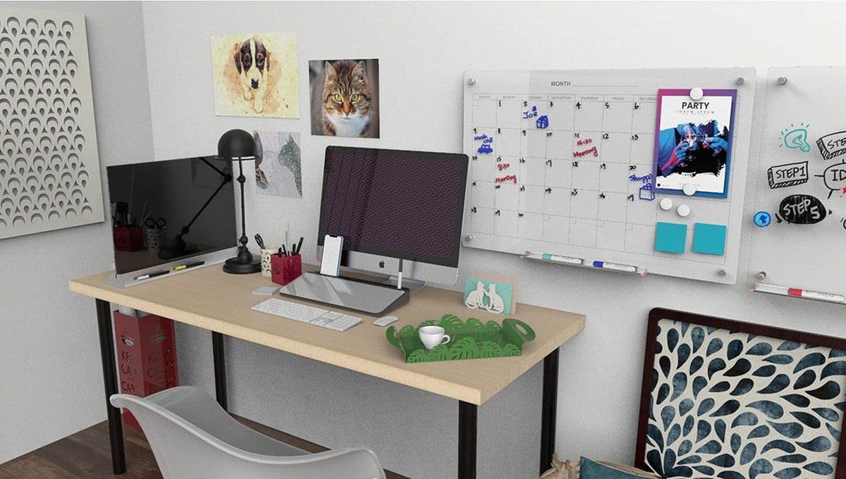 Glass Desktop Keyboard Whiteboard Set, Black