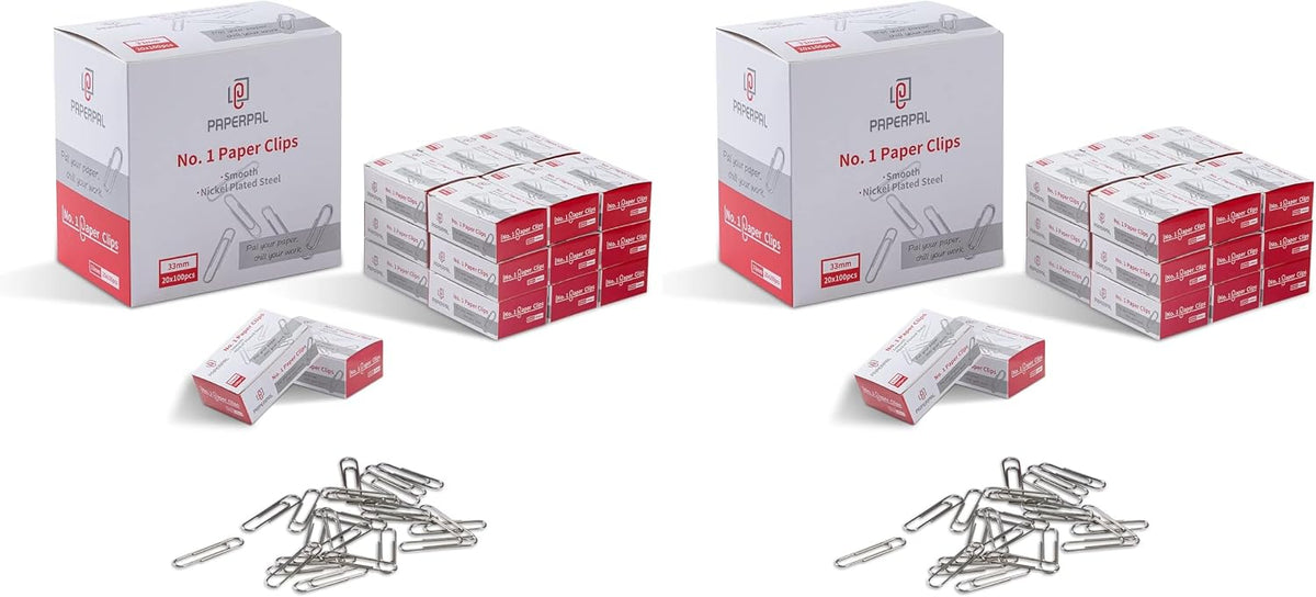 PAPERPAL Paperclips for Office School & Personal Use, #1 Nonskid Paper Clip (1-2/7"), 600 Medium Paper Clips (6 Boxes of 100 Each), Silver