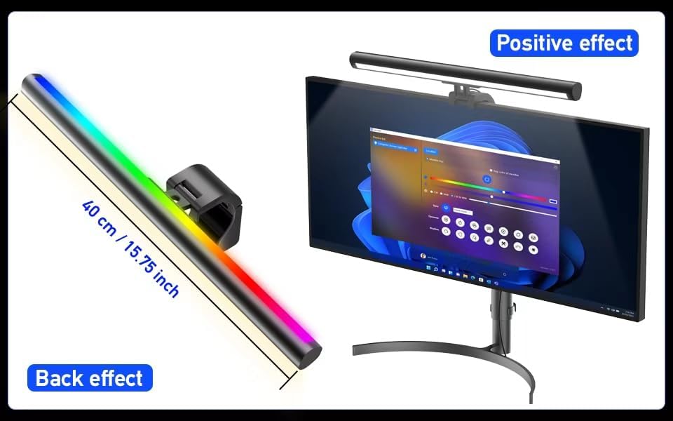 RGB Computer Light Bar, LED Monitor Lamp Screen Light Bar, Adjustable Monitor Light Bar with Clip Mount,for Computer Monitors and Home Office Settings