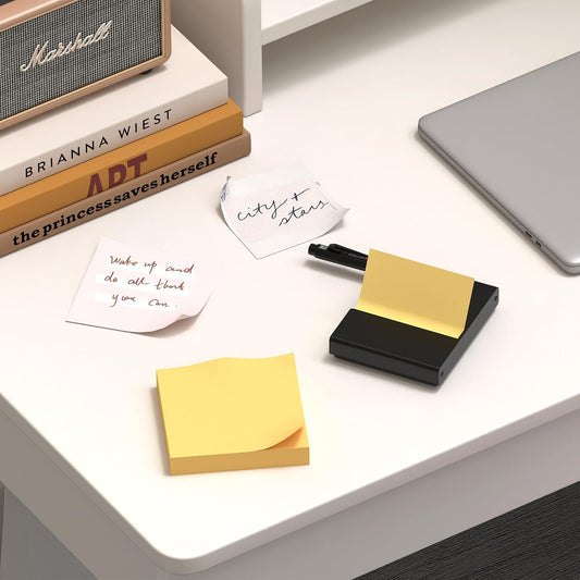 Sticky Note Dispenser, Magnetic Sticky Note Holder for Sticky Notes, 3 x 3 Inch Sticky Note Pen Organizer for Office Home Classroom, Black
