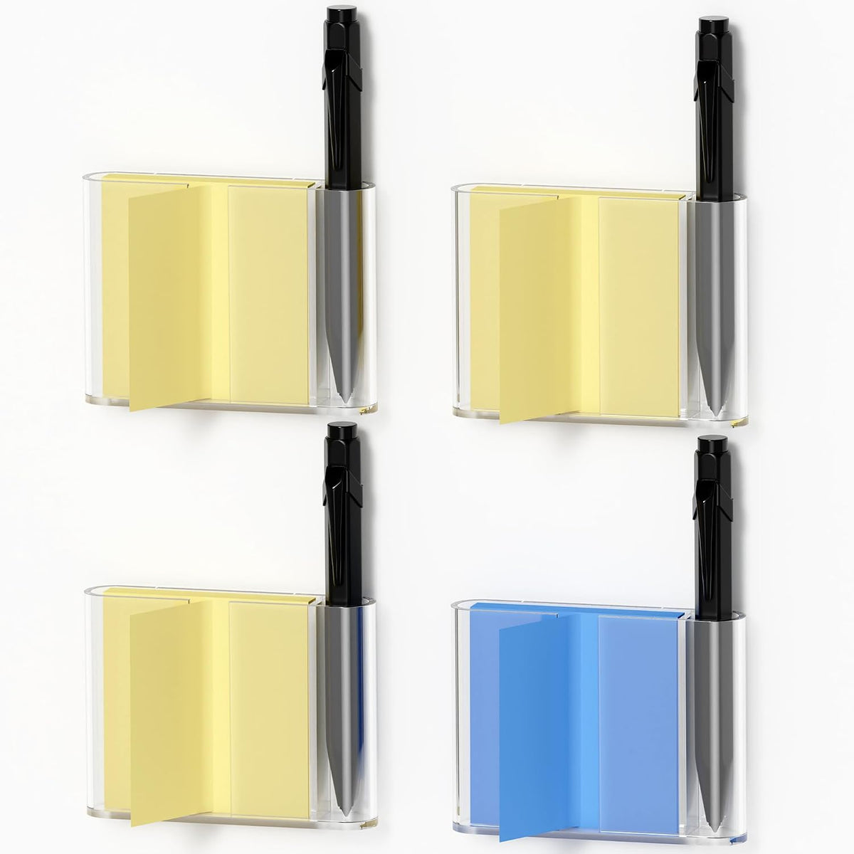 Sticky Note Dispenser, Magnetic Sticky Note Holder for Sticky Notes, 3 x 3 Inch Sticky Note Pen Organizer for Office Home Classroom, Black