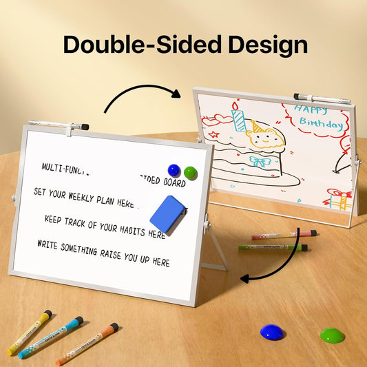 Dry Erase White Board with Stand, Double-Sided Whiteboard 16"x12"
