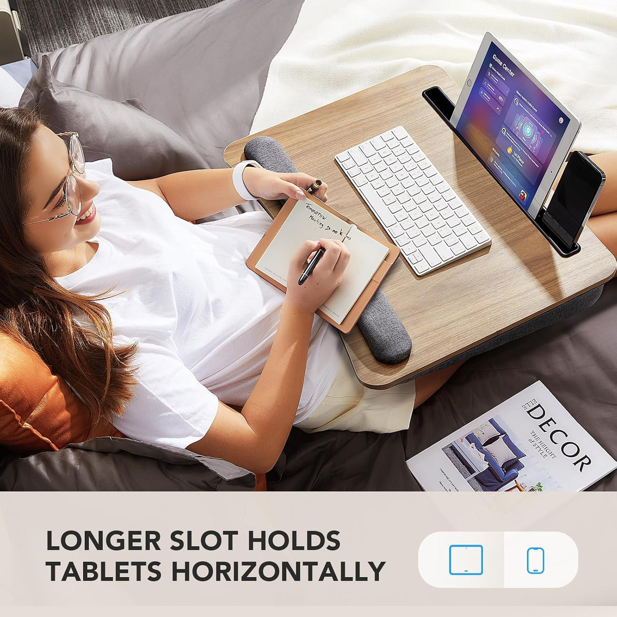 Laptop Lap Desk with Cushion, Fit up to 15.6" Laptops, Woodgrain