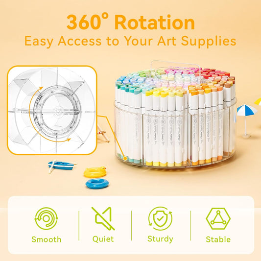 360° Rotating Acrylic Marker Storage Organizer for Alcohol Markers