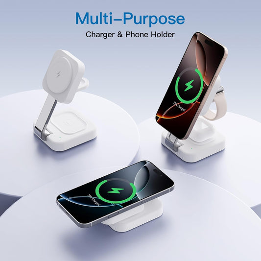 2026 Traveling Wireless Mag-Safe Fast Magnetic 3 in 1 Charging Station