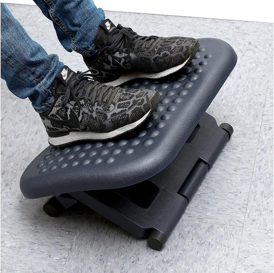 Foot Rest, Under Desk at Work, Ergonomic, Height Adjustable, Office, Plastic, 17"L x 13"W x 6.25"H, Black