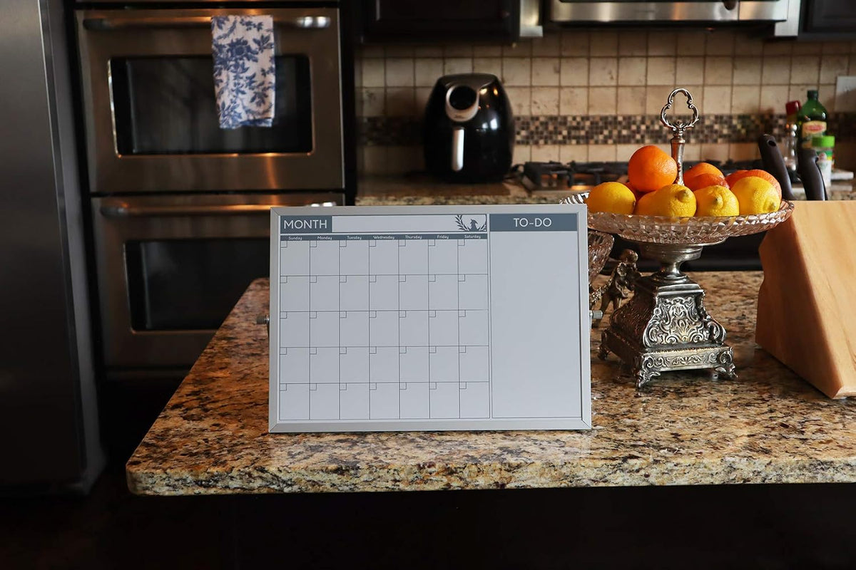 Small Double Sided White Board Calendar - Mini Portable Desktop Dry Erase Board with Stand & Small Monthly Calendar Whiteboard Planner with Reversible to Do List - 10" x 14" - Desk, Office, and Home