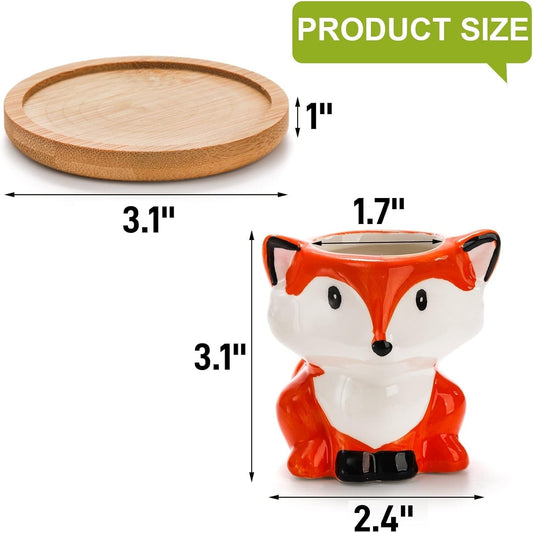 6 Pack Small Succulent Pots with Saucer, 3 Inch Cute Ceramic Animal Planter with Drainage Hole, Unique Air Plant Holder, Desktop Plant Flower Pot for Indoor Plants, Cactus, Garden, Home Decor