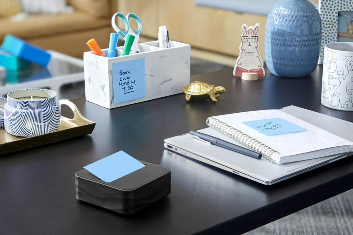 Note Dispenser, Black Wave Design, 1 Dispenser, 3 Pads