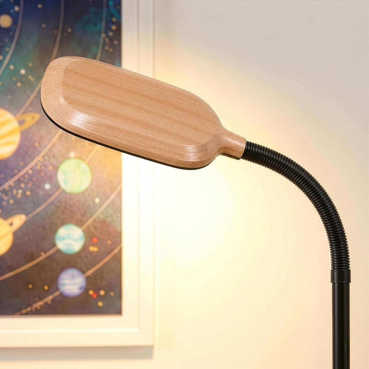 Litespan - Bright LED Floor Reading Lamp for Over Chair Crafts and Reading, Estheticians' Light for Lash Extensions, Adjustable Standing Lamp for Living Room, Bedroom, Office - White