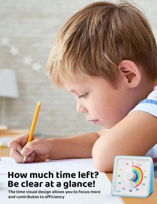 LIORQUE Visual Timer for Kids, 60 Minute Rainbow Countdown Timer, Blue