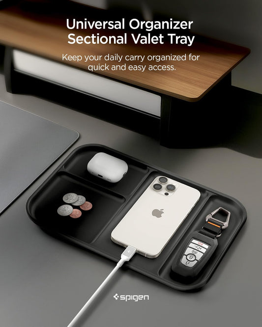 Vegan Leather Valet Tray Tech EDC Nightstand Desk Organizer