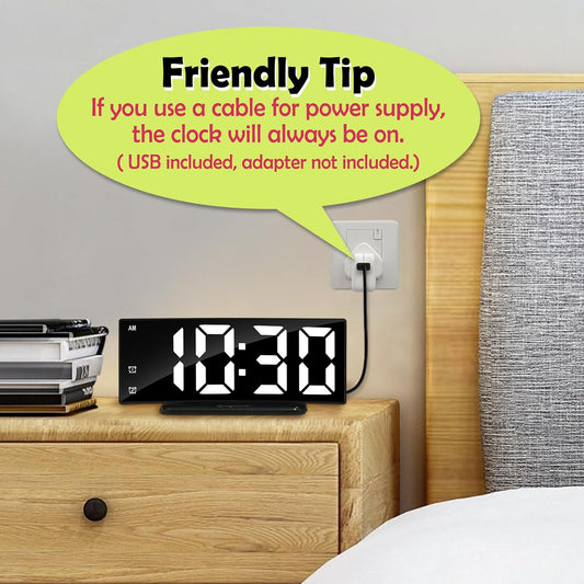 LED Digital Alarm Clock for Bedroom, Black