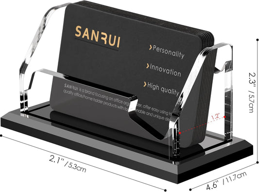 Acrylic Black Business Card Holder Clear Desk Display Stand 1 Slot