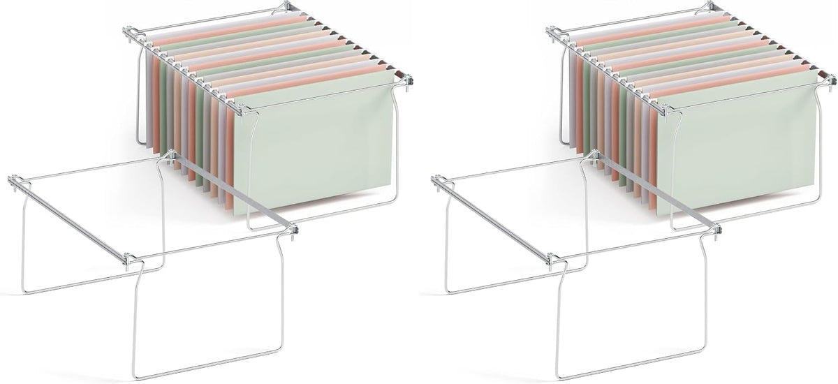 Hanging File Folder Frame, Letter Size File Drawer Organizer for Desks, Adjustable File Cabinet Rails 13.5 to 17.5 Inches, Set of 1