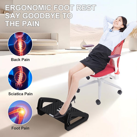 Foot Rest for Under Desk at Work, Six Heights Adjustable Foot Stool