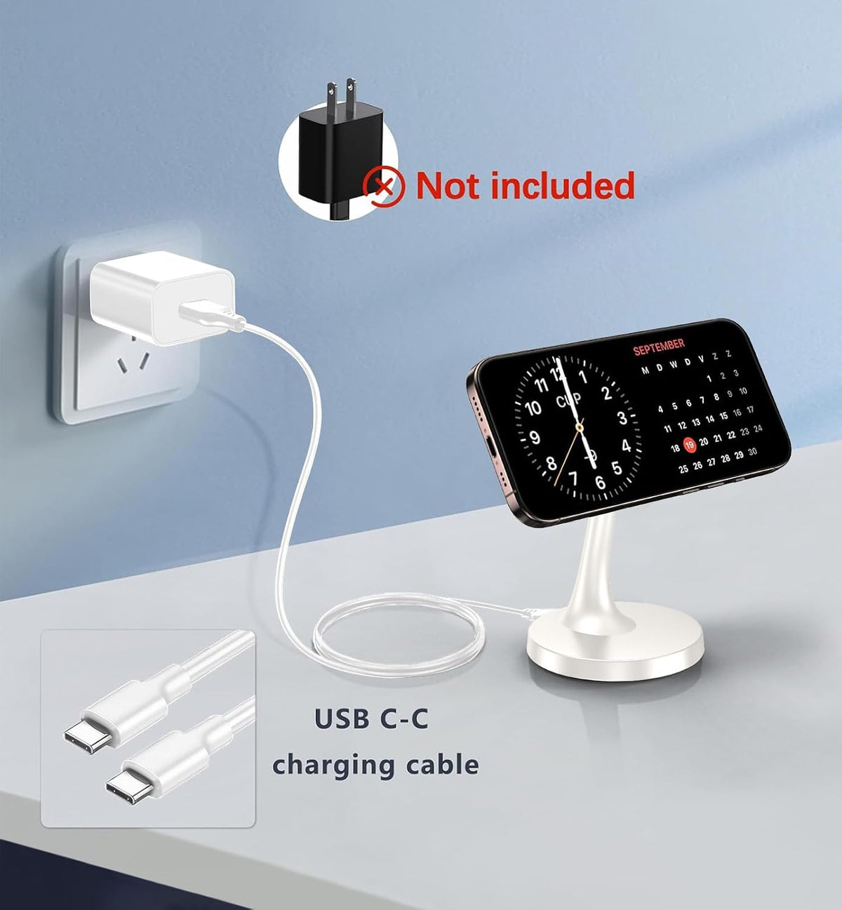 Magnetic Wireless Charger iPhone Stand 15W Fast Mag-Safe Charger for iPhone 17/17 Pro/17 Air/17 Pro Max 16/15/14/13/12 Series Apple Magnet Wireless Charging Station/Pad for AirPods