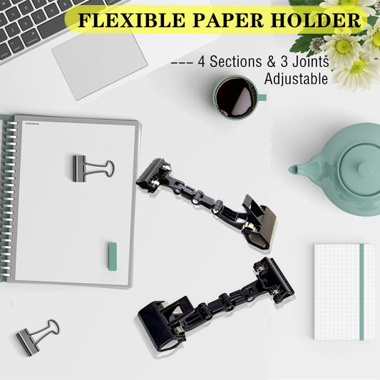 Adjustable Paper Holder Copy Holder,Flexible Rotating Clips