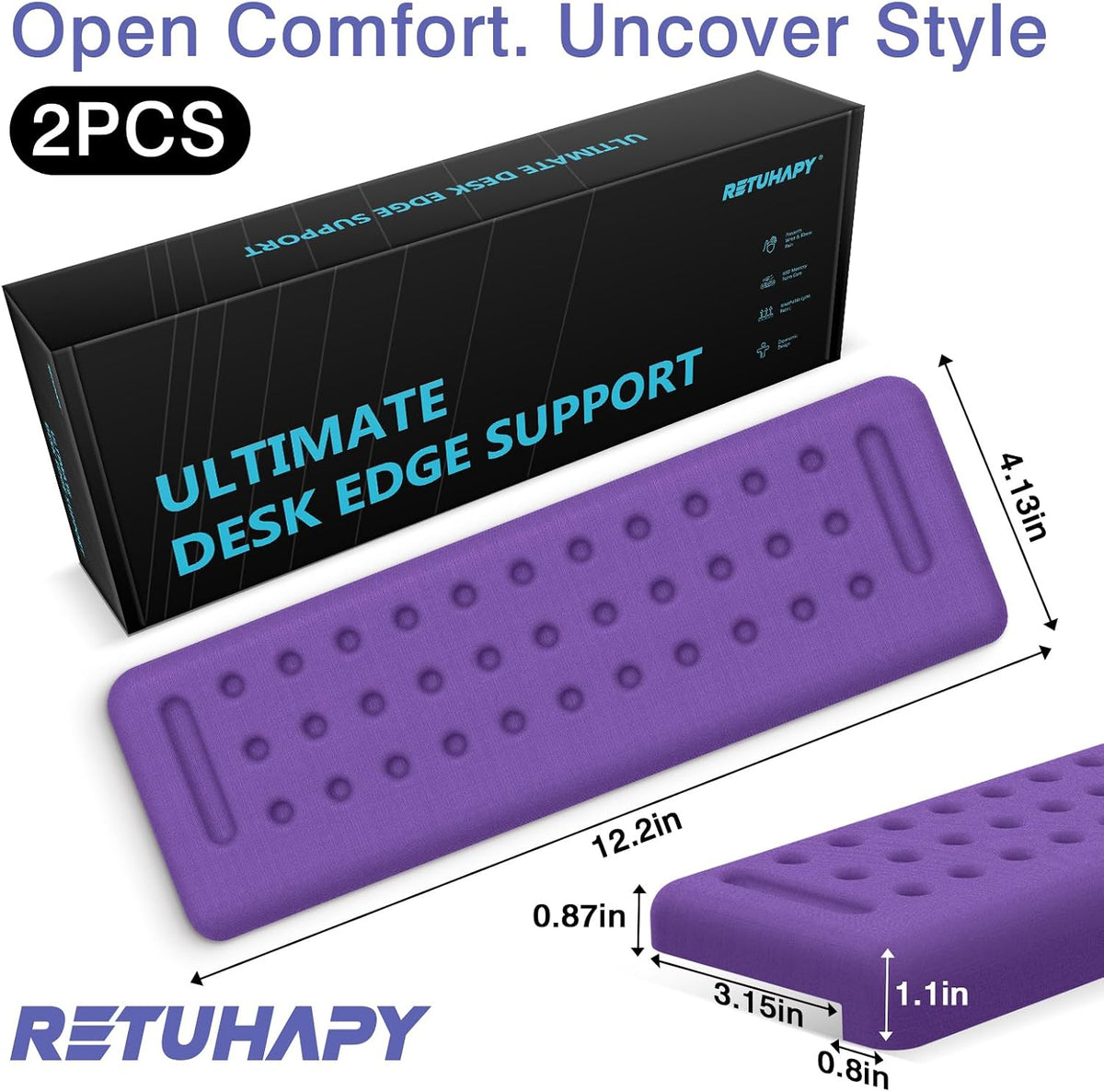 L-Shaped Desk Edge Cushion, 2 PCS Elbow Rest for Desk, Black