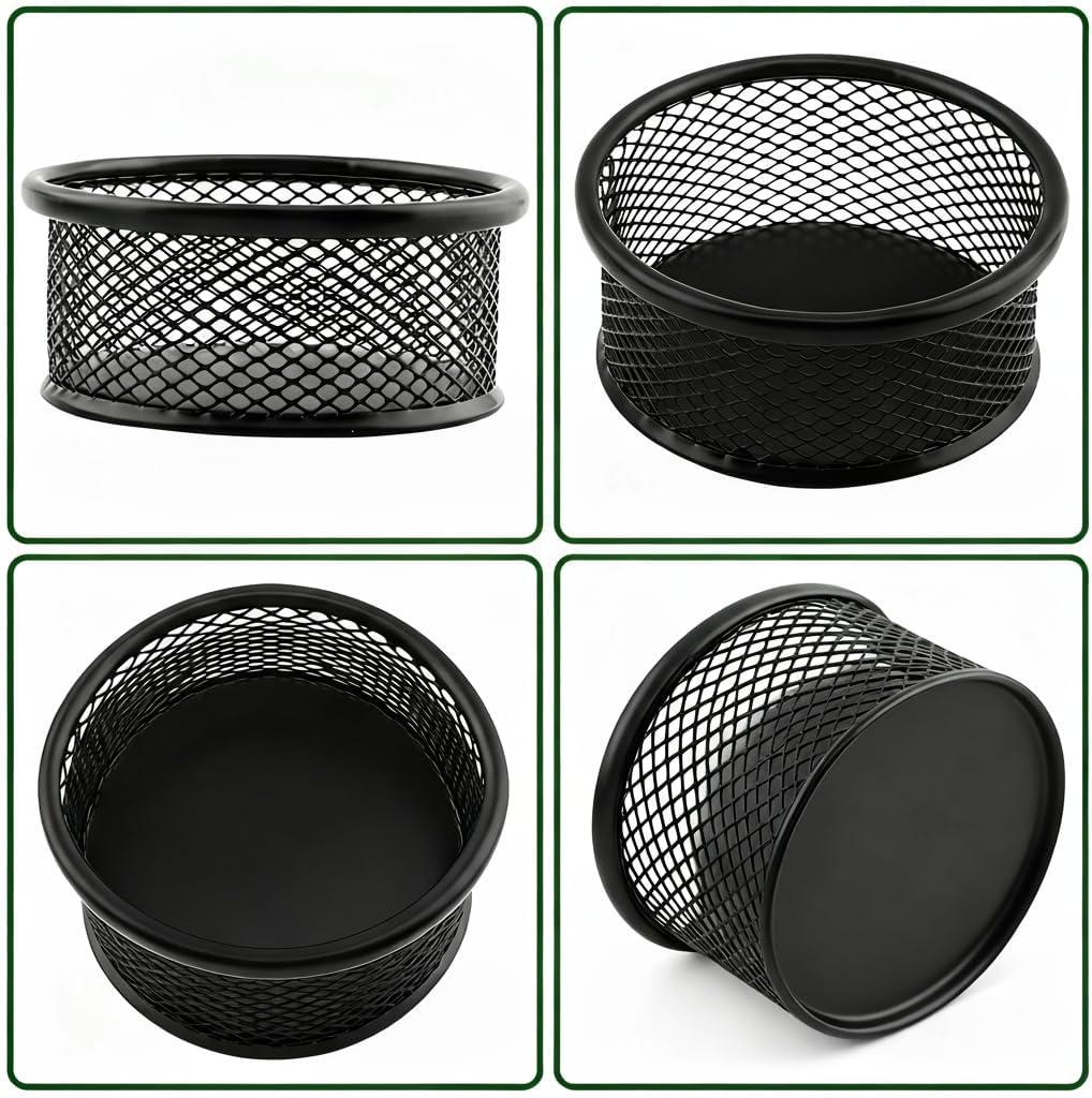 2 Pack Mesh Paper Clip Holder, Paperclip Holders for Desk Binder Wire Mesh Bowls, Stackable Paperclip Dispenser Organizer for Office Binder Box