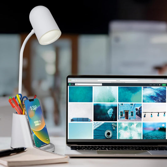 Aglow LED Table Lamp with Wireless Charging, White
