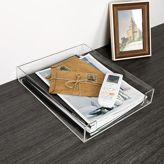 1 Pack Multipurpose A4 File Tray Clear Acrylic Desk Tray Organizer