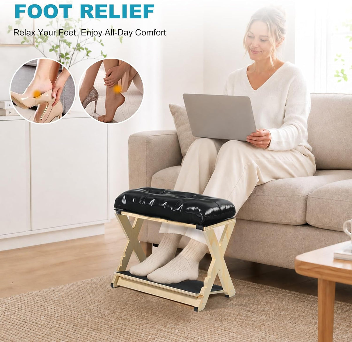 Foot Rest Under Desk at Work Adjustable Wooden