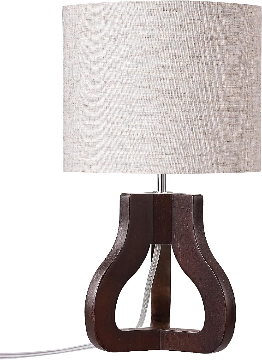Small Table Lamp, Rose Wood Base, Handwoven Paper Rope Shade, E26