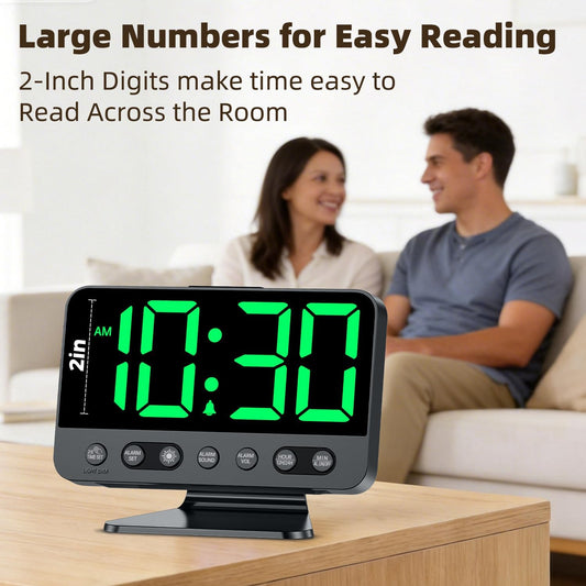 Alarm Clock for Bedroom Bedside: 2-Inch Large Numbers