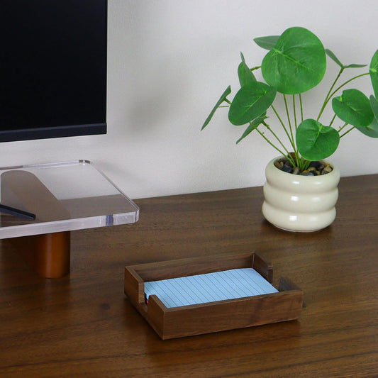 Walnut Wood Sticky Notes Holder - 4x6 Inch Memo Pads Dispenser