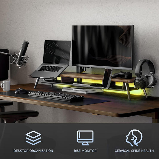 42.5-Inch Monitor Stand Riser with Laptop, Phone & Headphone Holders