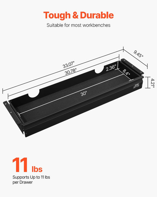 Under Desk Drawer Slide Out, 33inch Under Desk Mounted Pull-out Drawer Attachment, Hidden Under Counter Drawers for office Home Sit Stand Workstation, Black