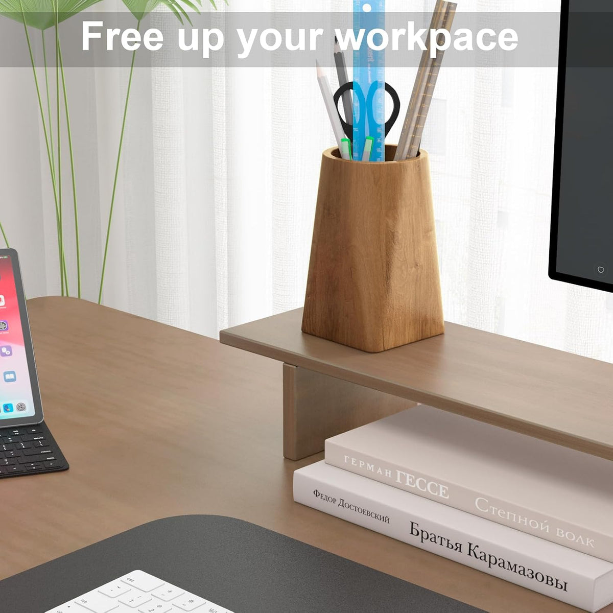 Wooden Pen Holder for Desk - Natural Wooden pencil
