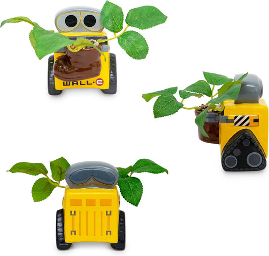 Disney Pixar WALL-E 4-Inch Ceramic Mini Planter with Artificial Succulent | Cute Small Flower Pot, Faux Indoor Plant for Desk Shelf