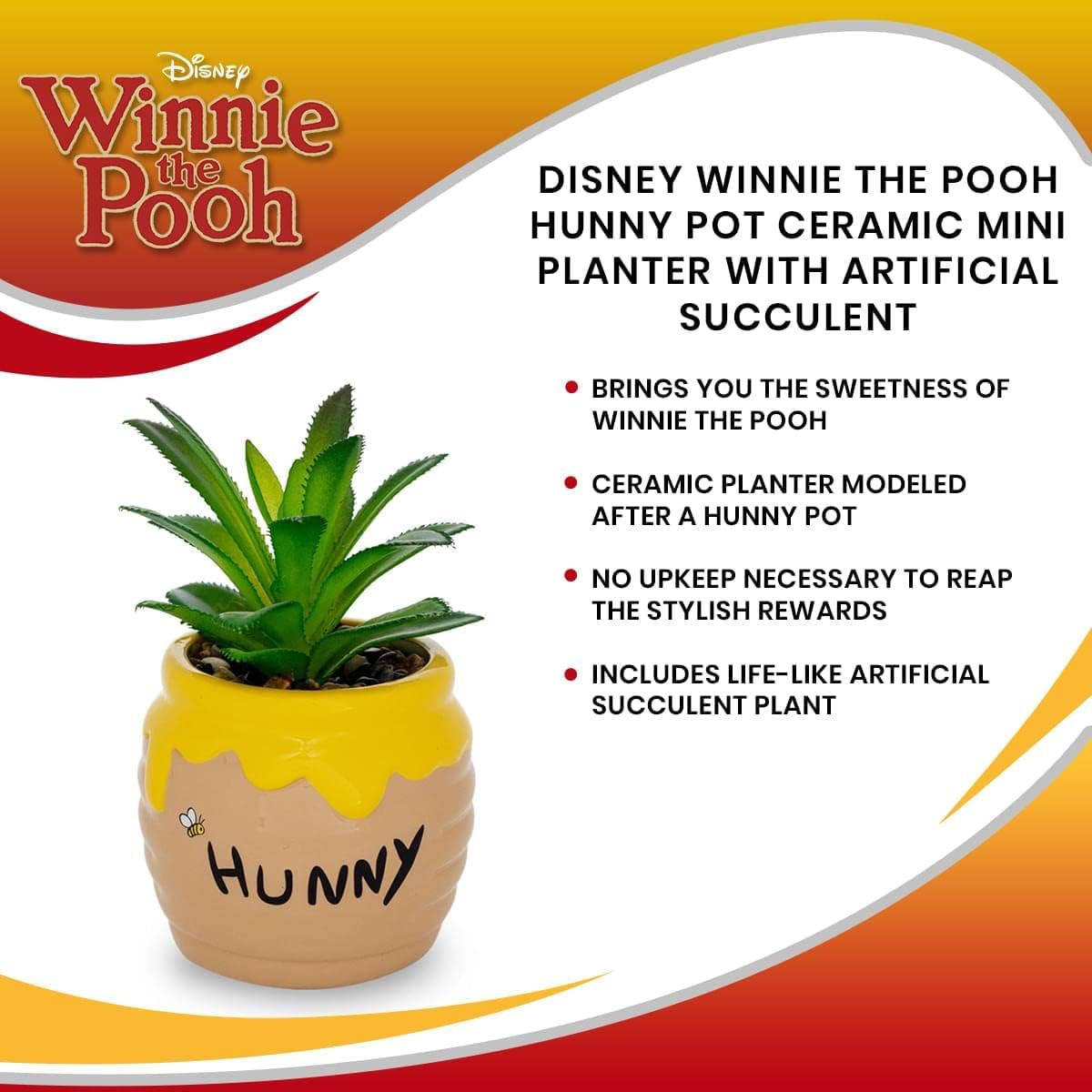 Disney Pixar WALL-E 4-Inch Ceramic Mini Planter with Artificial Succulent | Cute Small Flower Pot, Faux Indoor Plant for Desk Shelf