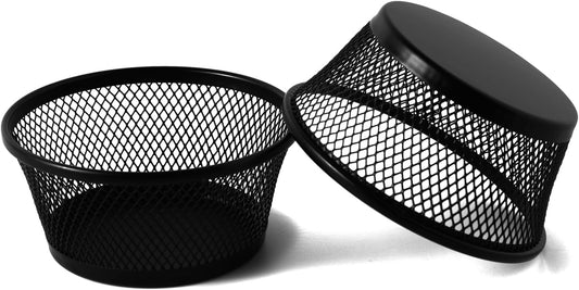 6Pack Paper Clip Holder Wire Mesh Paperclip Dish Holders Desktop Round Paper Clip Dispenser for Desk Office Organizer Accessories,Black