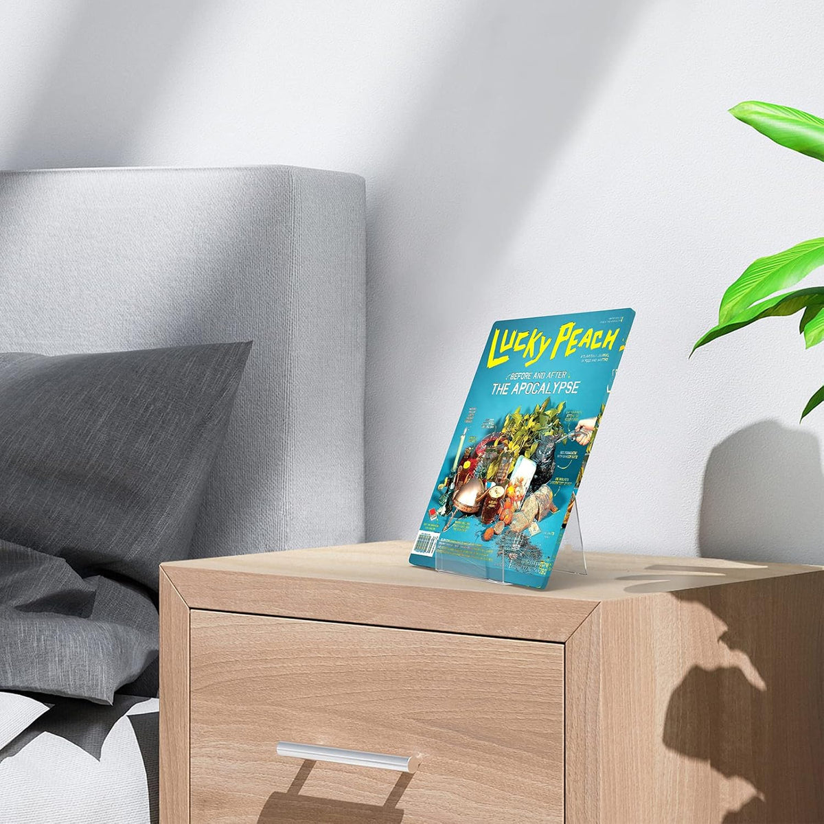 Boloyo Acrylic Book Stand with Ledge, 4 Inch Clear Acrylic Display Easel Transparent Display Stand Holder Tablet Holder for Displaying Books,Magazine,Plate,Pictures,Artworks, CDs