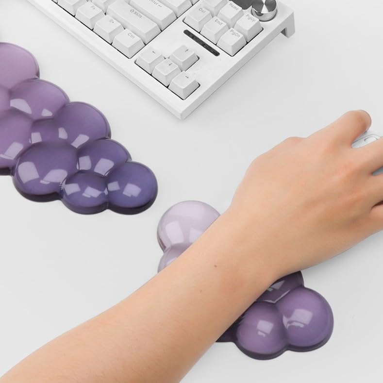 YOWKA Ergonomic Wrist Rest Set for Keyboard and Mouse, Cooling Gel Support (Purple)