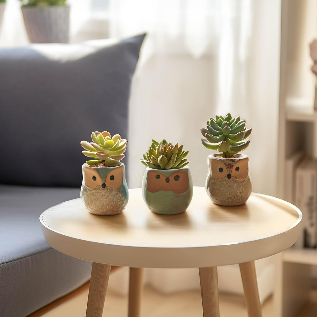 Mini Ceramic Succulent Pots, Small Gift Planters, Retro Decor Set of 6