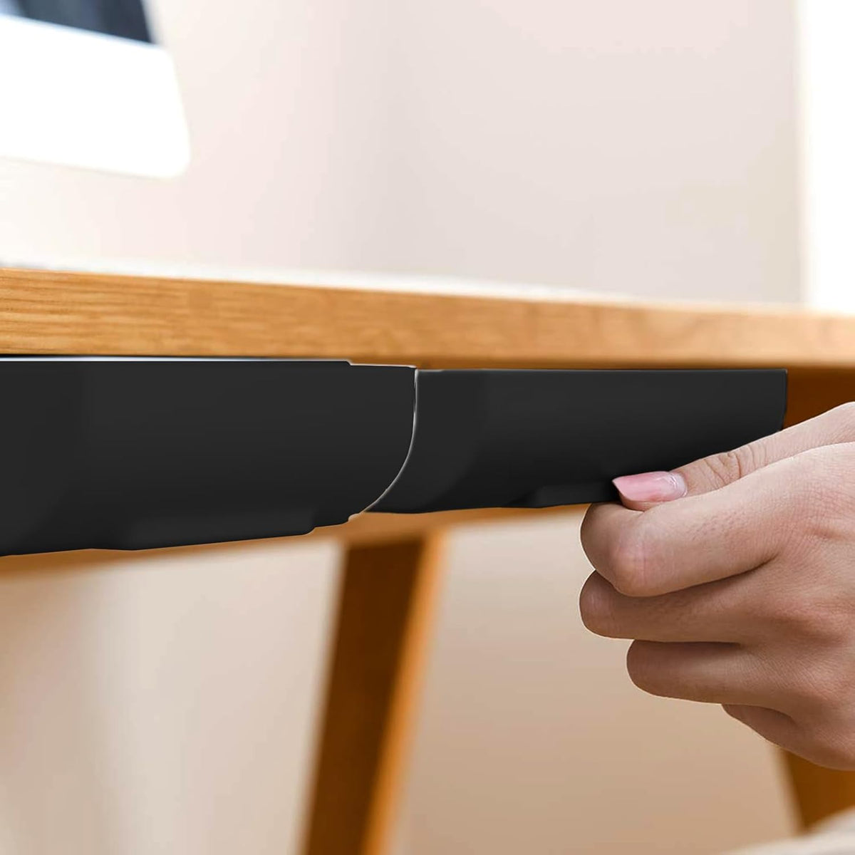 2 Packs Under Desk Drawers, Slide Out Drawer Attachment, Plastic Desk Accessories & Workspace Organizers, Self-Adhesive Hidden Desktop Pen Holder for Office School Home (White)