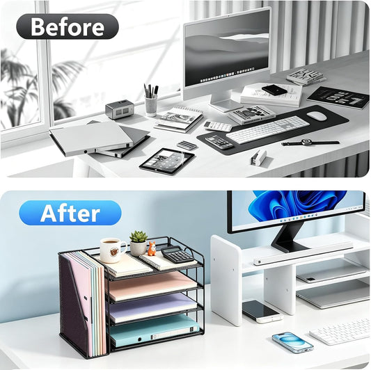 4-Tier Paper Organizer With Magazine Holder