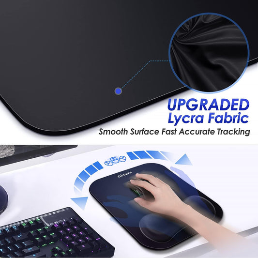 Large Smooth Superfine Fibre Memory Foam Ergonomic Mouse Pad Wrist Rest Support Mousepad with Nonslip Base for Laptop, Computer, Gaming&Office