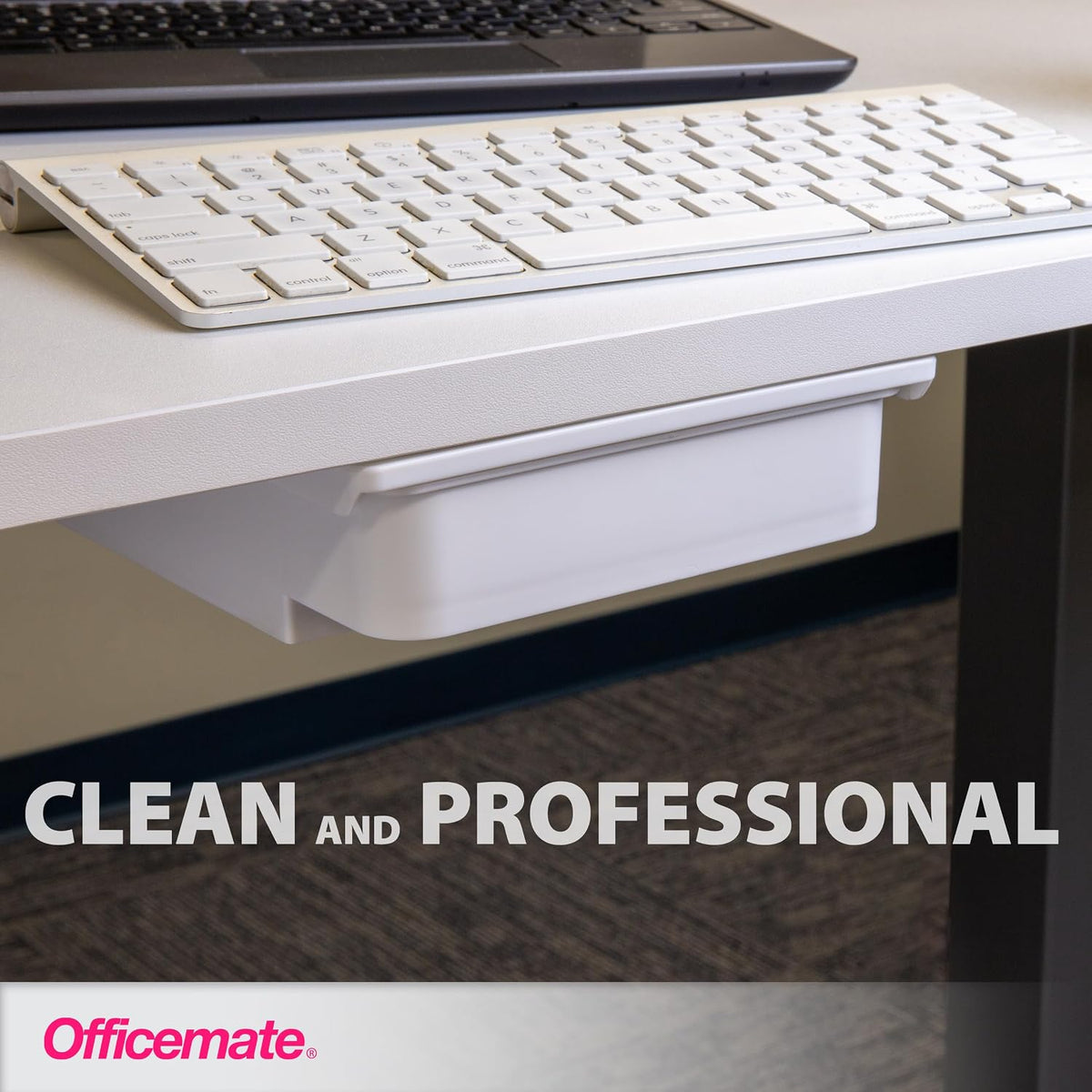 Large Self-Adhesive Under Desk Drawer, White, 12.5" x 10.75" x 1.875" (22556)