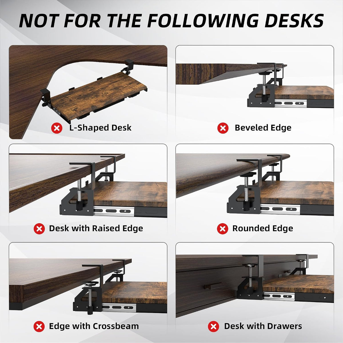 Under Desk Keyboard Tray with Metal Slide Rail, 26.8x11.8", Black