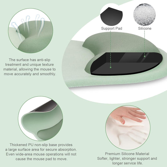 Wrist Rest Support for Mouse Pad&Keyboard Set, Antique Green