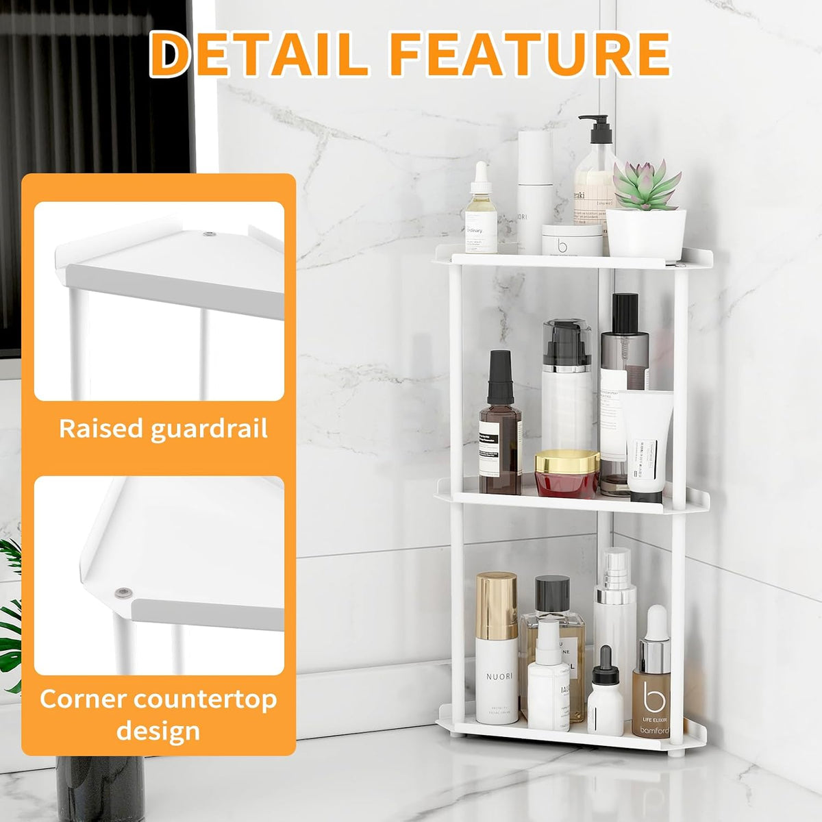 3 Tier Bathroom Counter Organizer, Vanity Organizer Corner Shelf