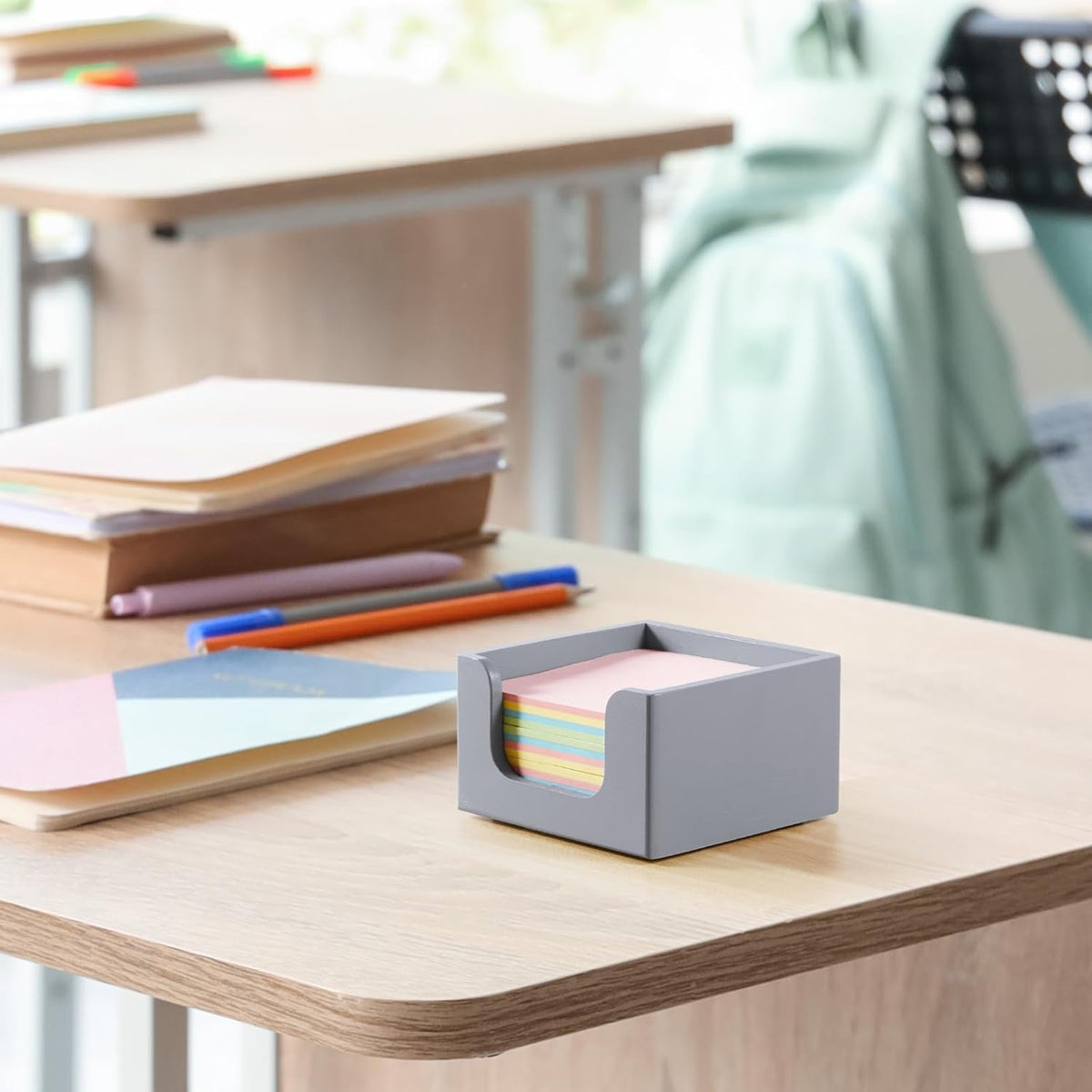 Sticky Note Holder, Burnt Wood Note Dispenser for Office Desk Accessories, Self Stick Note Pad Holder, Memo Pad Holder Dispenser Organizer for School Office Desk Supplies