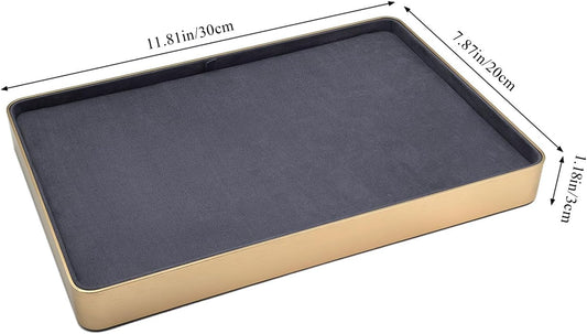 Metal Jewelry Tray, Valet Tray, Bedside Table and Desktop Organizer. It is Stackable and can be Used to Display Watches, Rings, Earrings and Bracelets(Brown)